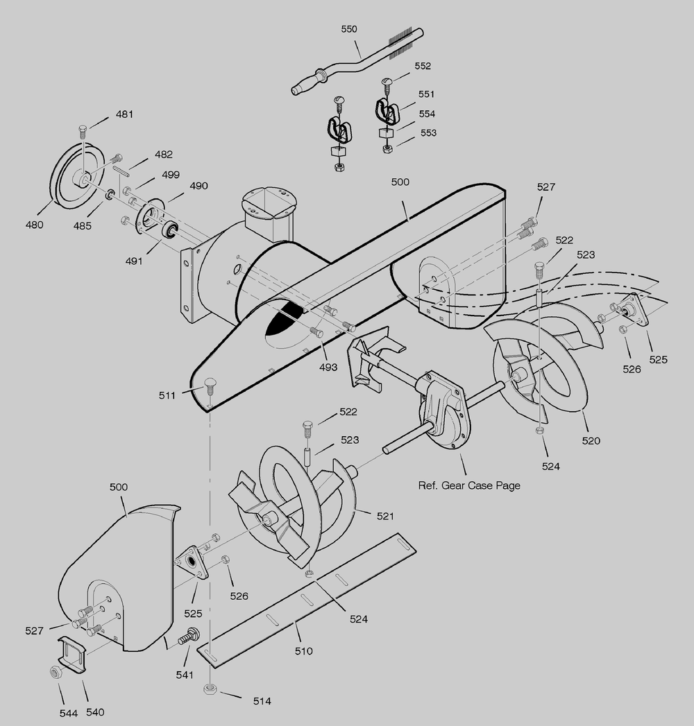 Auger Housing Diagram and Parts List for 629101X85A 2005 Briggs and Stratton Snow Blower